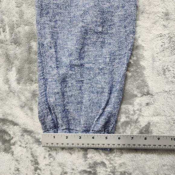 Old Navy Pants Womens M Blue Linen Blend Pull On Crop Cuffed Leg Drawstring - Picture 11 of 12